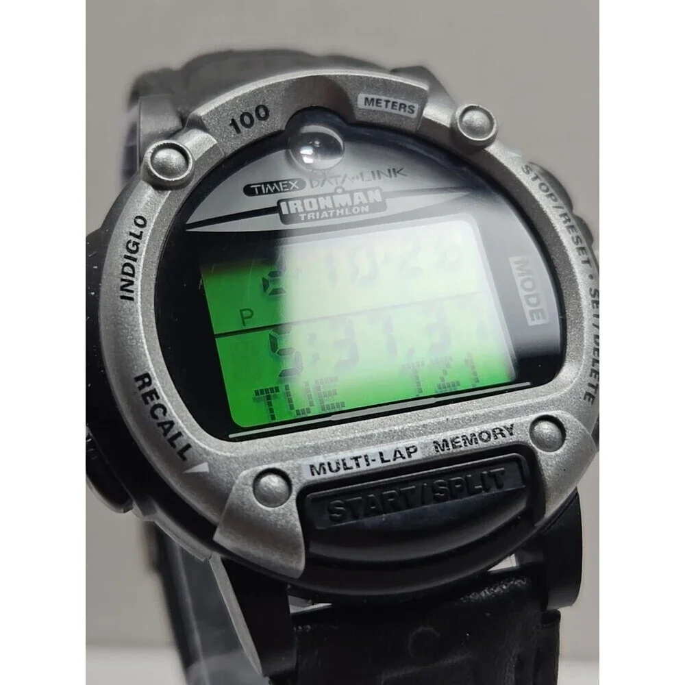 Vintage Timex Data Link Ironman Triathlon Watch Multi Lap New Battery -    Read